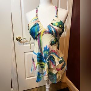 BCBG Maxazara Butterfly Halter Top Multicolored